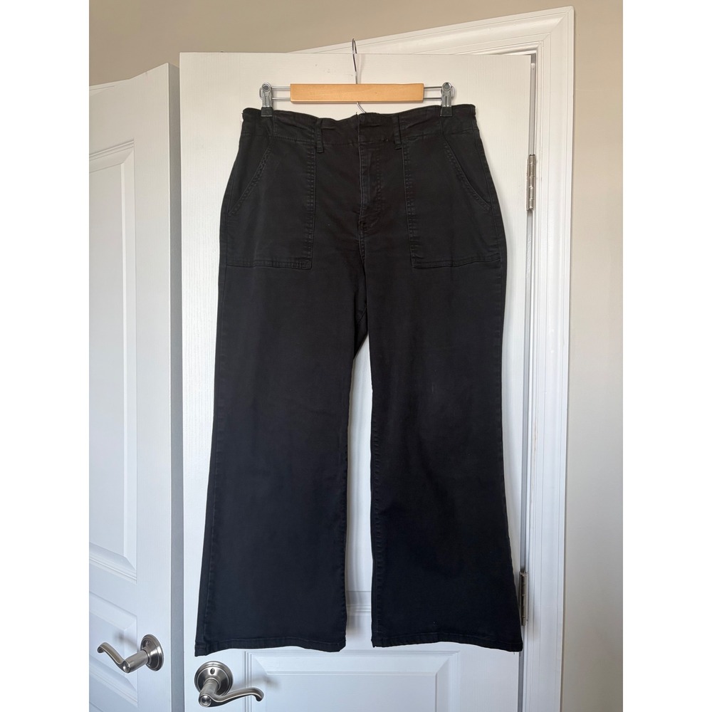 Draper James RSVP Womens Black Wide Leg Utility Patch Pocket Pants Size 14